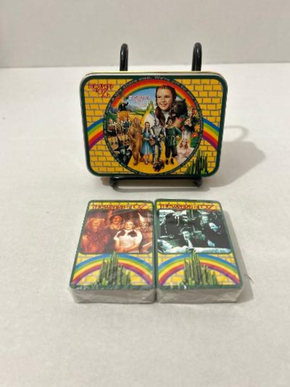 Two Decks Wizard Of OZ Playing Cards in Original Tin Box w/ Lid Enesco 1995 VTG